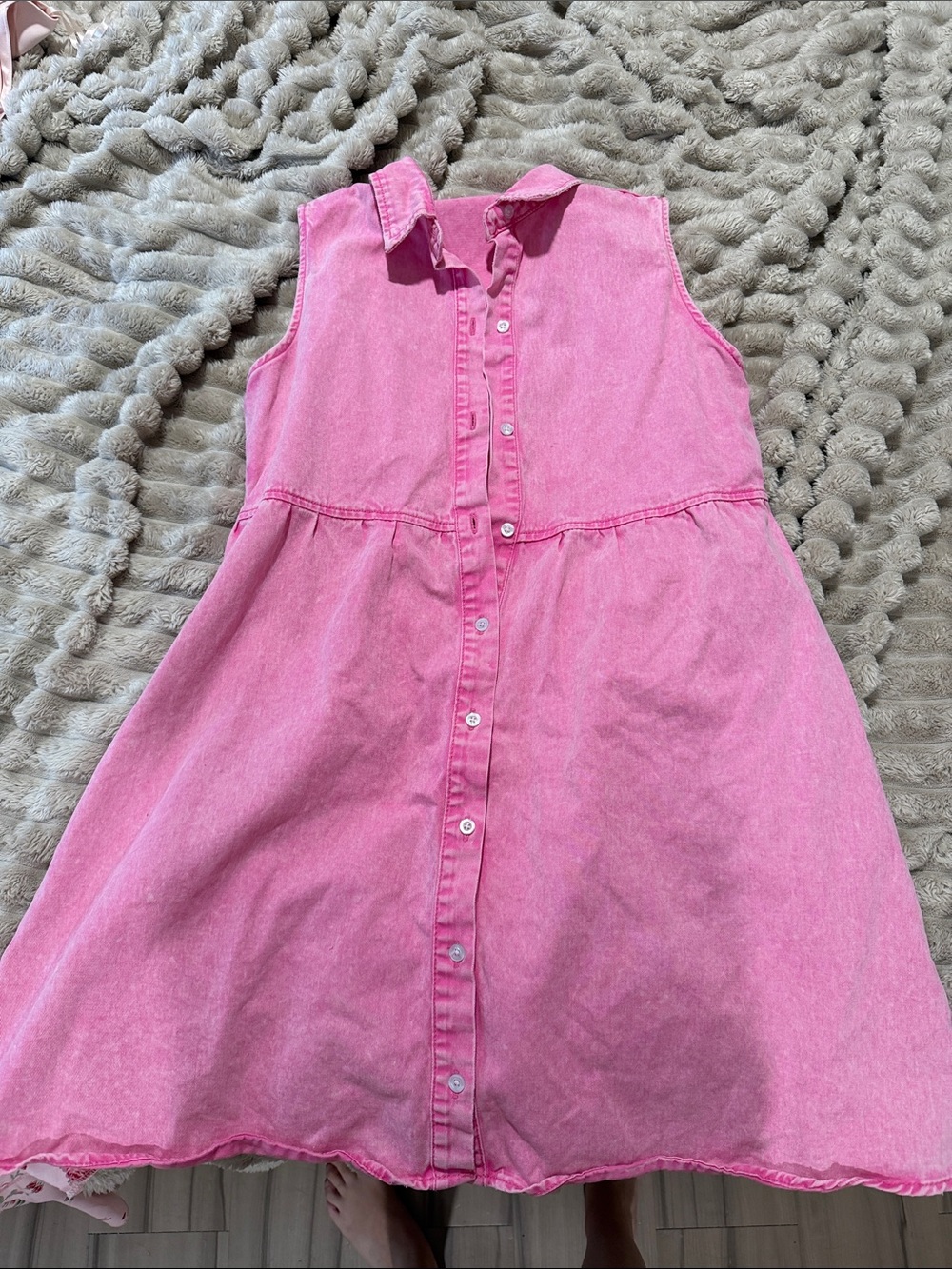 Source Unknown Pink Sleeveless Button-Front Mini Dress